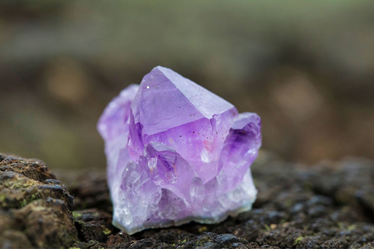 Natural mineral stone amethyst.