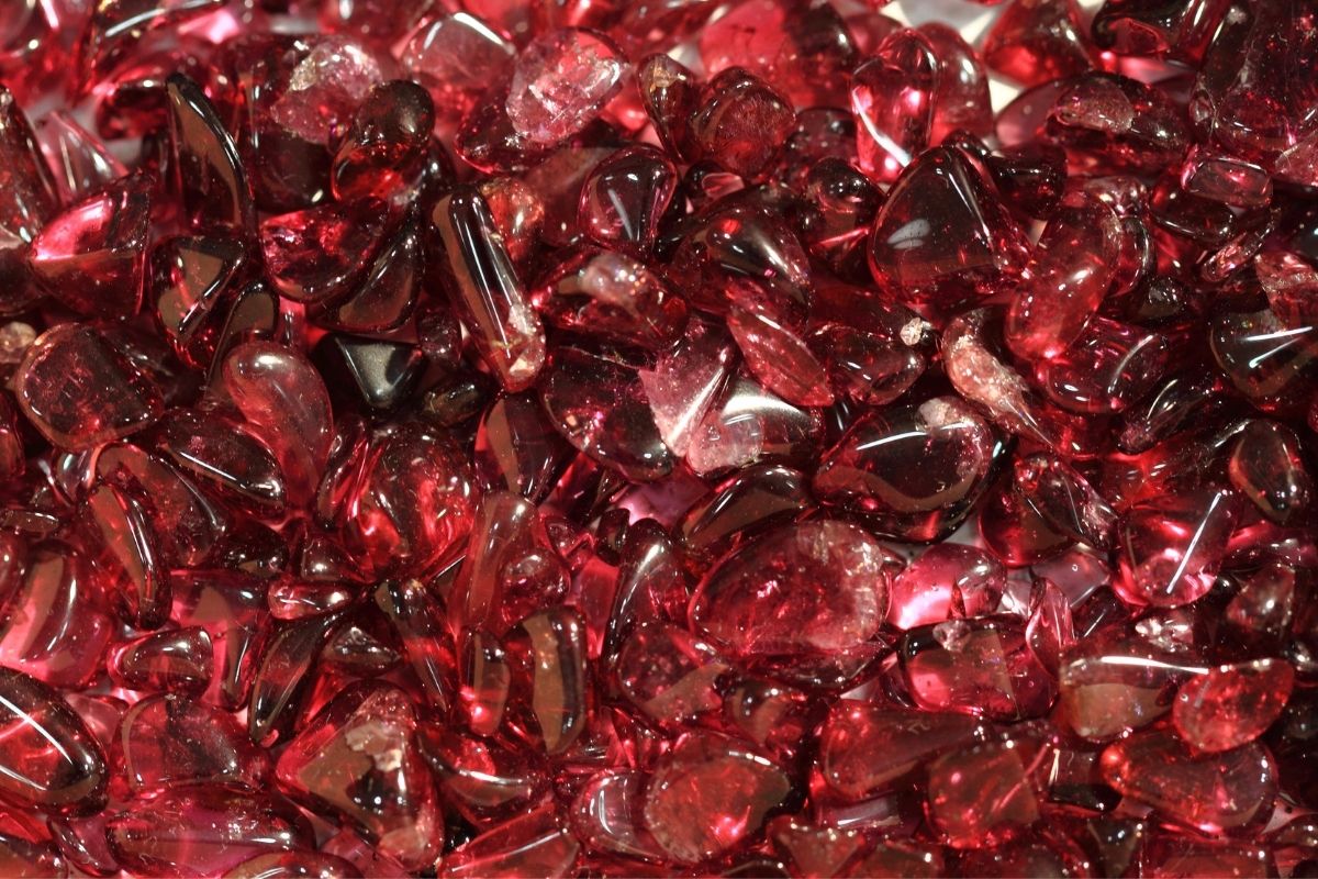 A red garnet mineral.